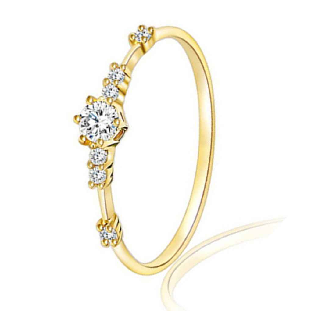 Vintage Kristall Verlobungs Ehering Damen Schmuck Größe 5/11