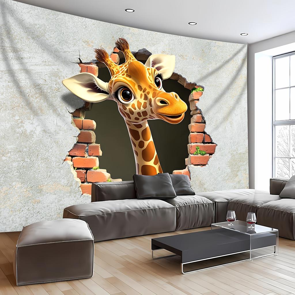 1 Stück Extra Große Niedliche Giraffe Durchbruch Wandteppich Geburtstagsgeschenk Party Dekoration Live-Übertragung Hintergrundtuch