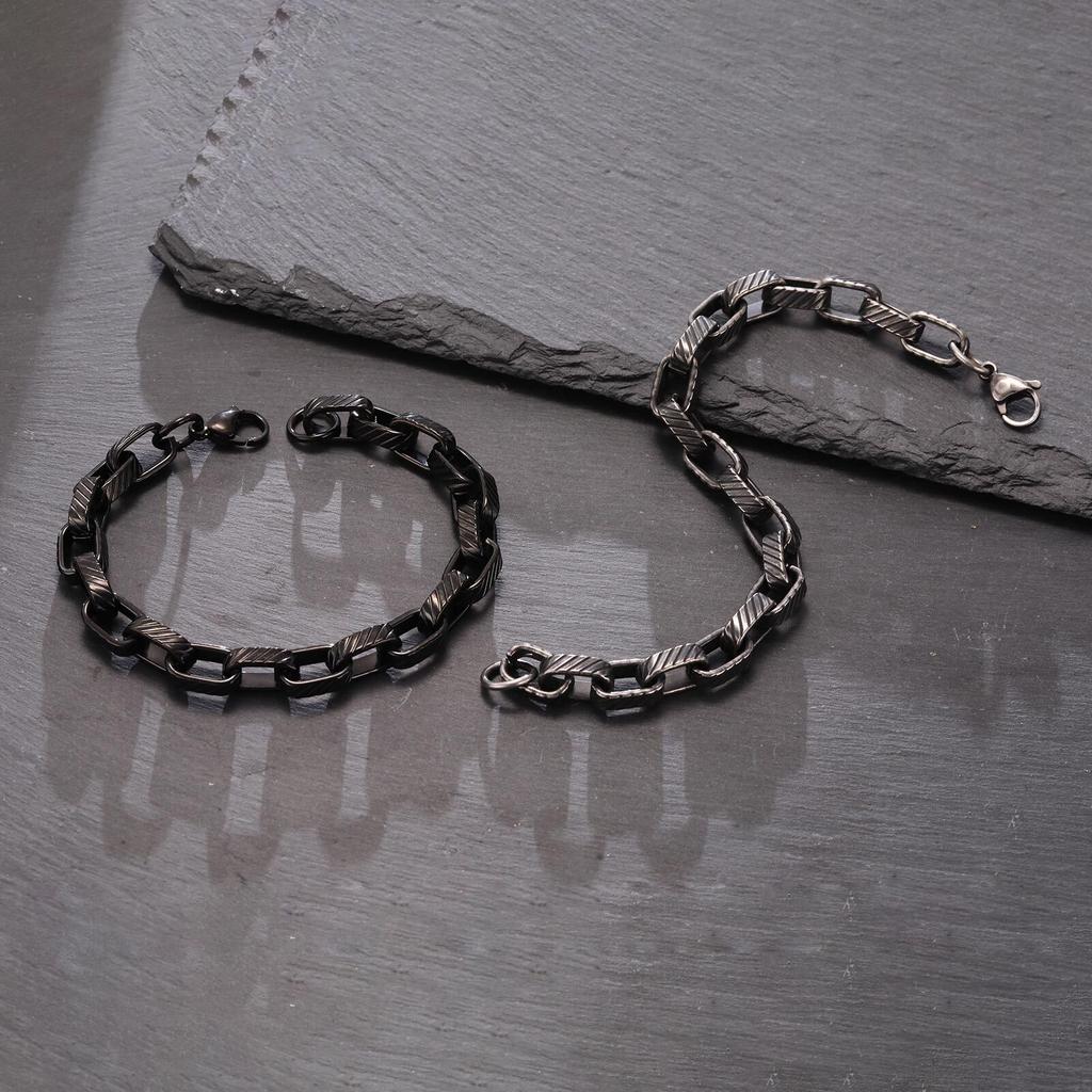Punk Rock Chuky Chain Bracelets for Men Teens Boys, Stainless Steel Rectangle Links Chain Wristband New Jewelry