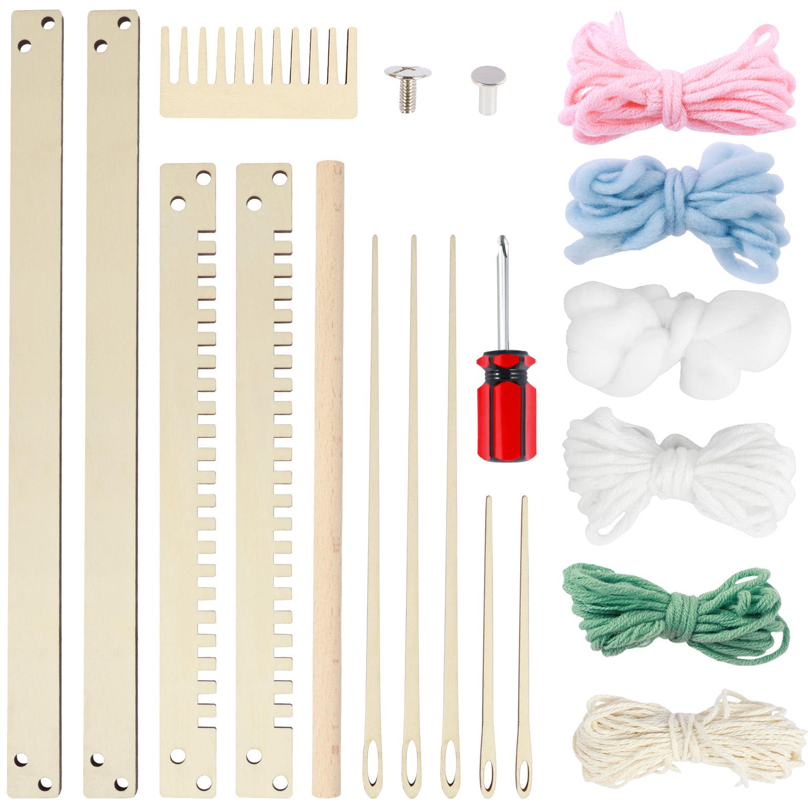 Weaving Frame Set Wooden Comb Hand Knitting Machine Multi-Craft Weaving Frame with 6 Knitting Thread for Tapestry Weaving Making