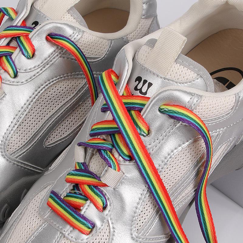 Živé gradientní ploché tkaničky pro pánskou a dámskou ležérní sportovní obuv - Duhový potisk