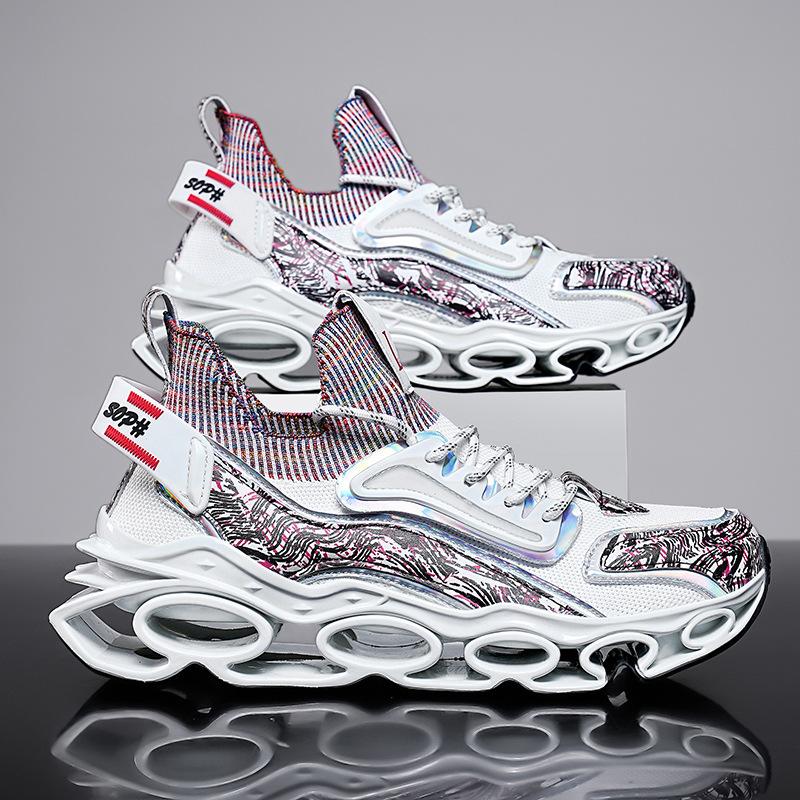 Autumn new Guochao sports shoes printed outsole ultra-light heightening platform men's shoes large size men's shoes