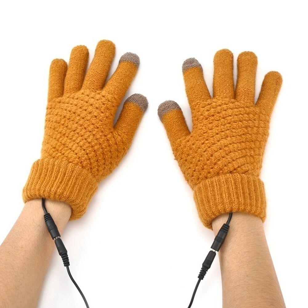 Thickened Touch Screen Knitted Gloves Full Finger Warmer Winter Electric Mitten Heated Gloves