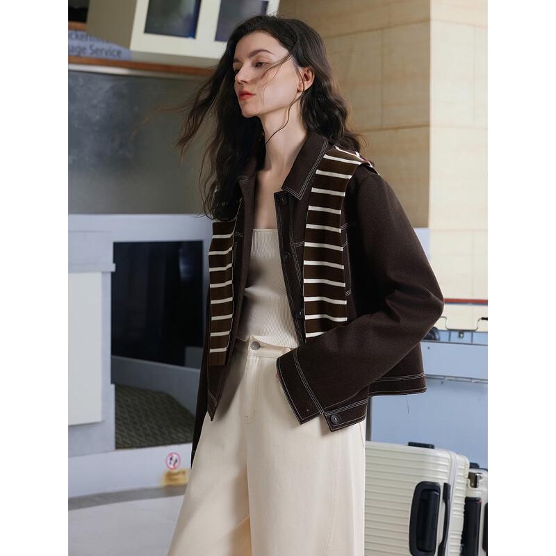 ELLE Women s Retro Striped Workwear Jacket S