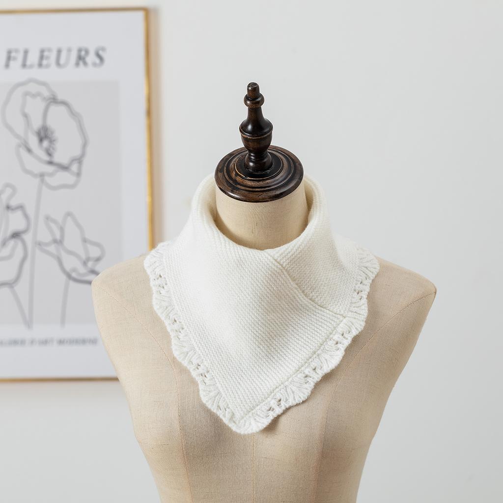 Cashmere Knitted Triangle Ring Scarf Women Autumn Winter Wool Neck Warmer Korea Fashion Neckerchief Stripe Soft Fake Collar
