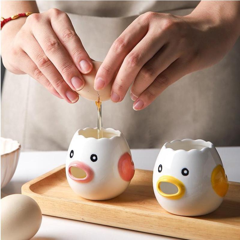 Cute Ceramic Egg White Yolk Separator Kitchen Tool for Baking Cooking Home Use Easy Clean Egg Filter Gift