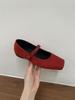 Jonmei for San retro suede word with shallow mouth Mary Jane female 2025 ballet little red shoes female