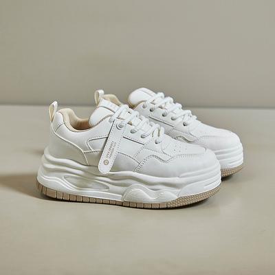 White Shoes for Women Spring New Height Increasing Student Board Shoes for Women Platform Street Style Casual Shoes