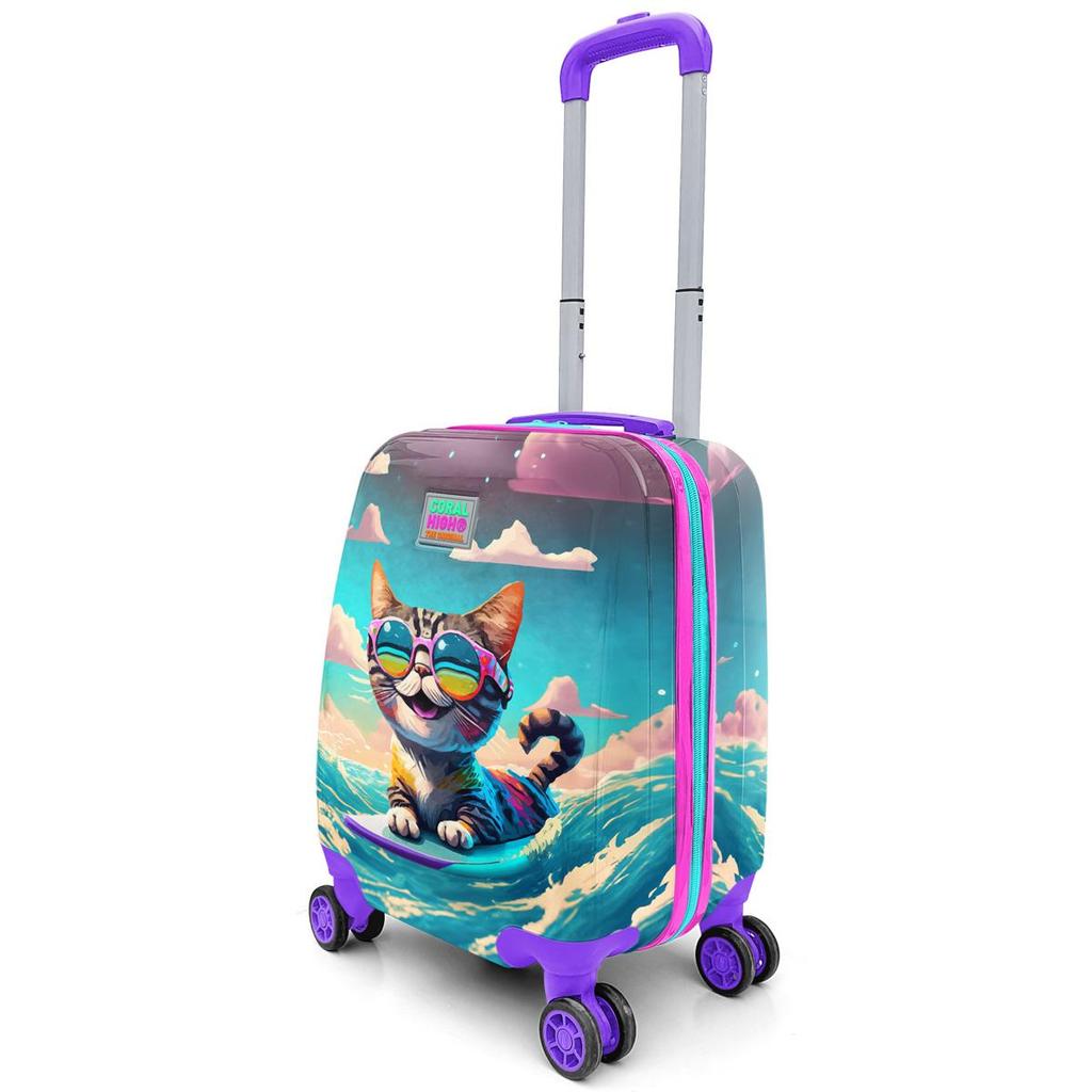 coral high Kids Surfer Cat gemusterter Kinderkoffer 16779