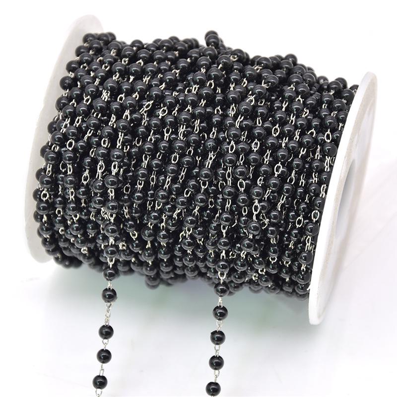 

Медная цепочка с покрытием из черного жемчуга: Набор материалов для изготовления украшений своими руками с бусинами и застежкой 5mm