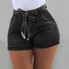 Elastic Waist Denim Shorts with Belt, Available In 5 Colors and 8 Sizes