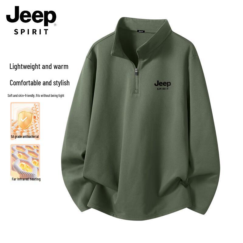 

JEEP SPIRIT Men s Fleece-Lined Stand-Collar Half-Zip Long Sleeve T-Shirt XL