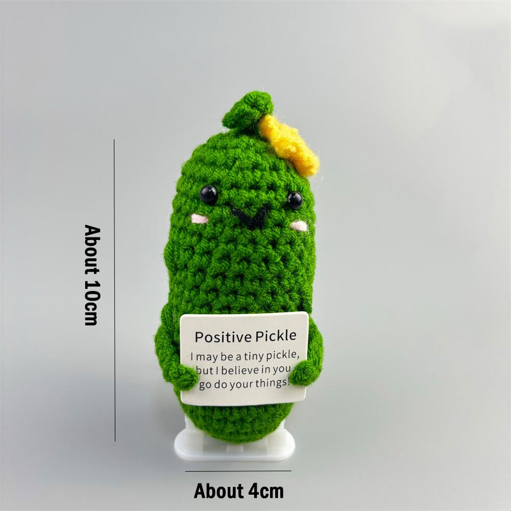 Handmade Emotional Support Pickle Positive Cucumber Dolls Home Decoration Funny Kawaii Yarn Knitting Gifts Living Room Decor