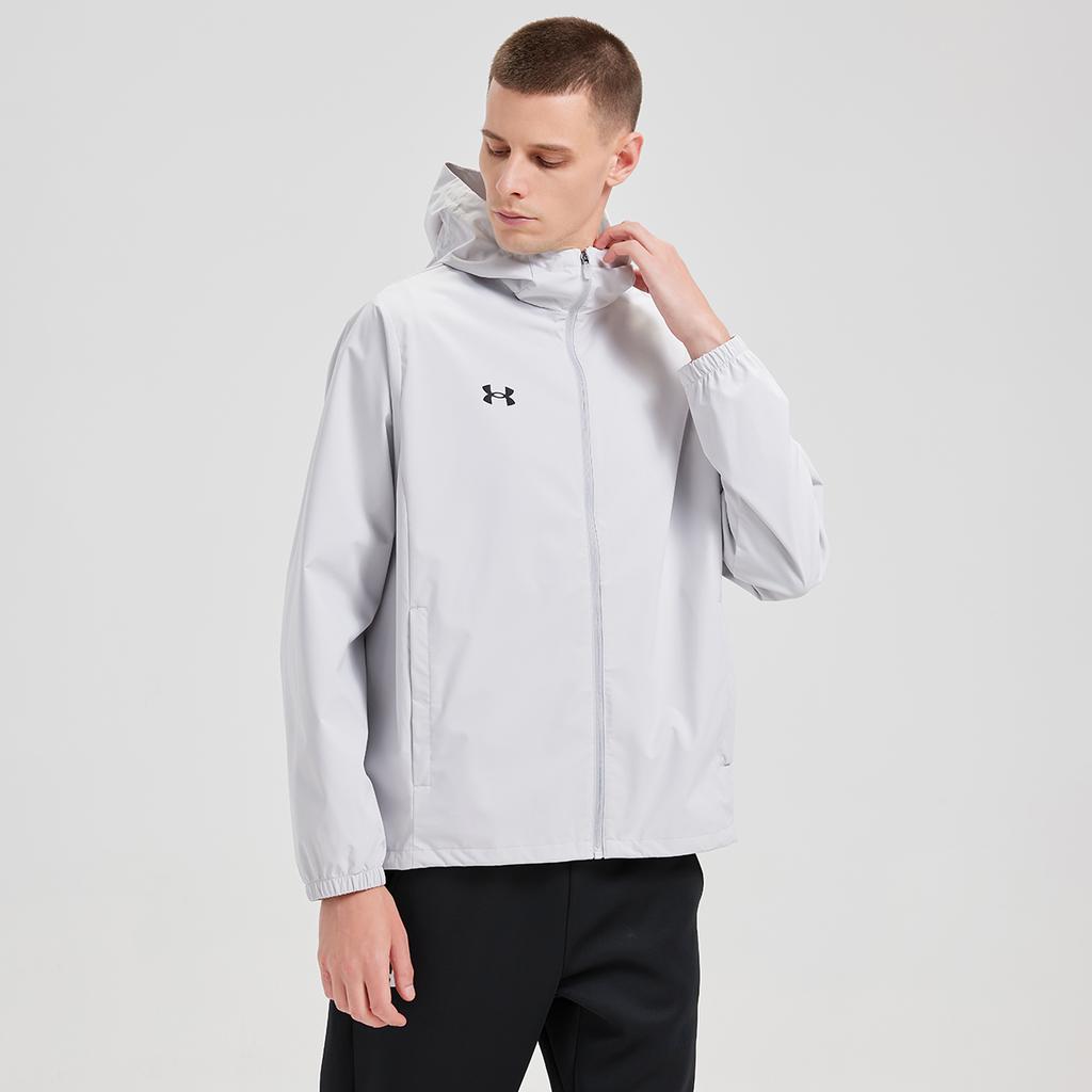 Under Armour Windproof Water-Repellent Solid Color Simple Sports Casual Hooded Long Sleeve Jacket Unisex Jacket Gray 25500401-009