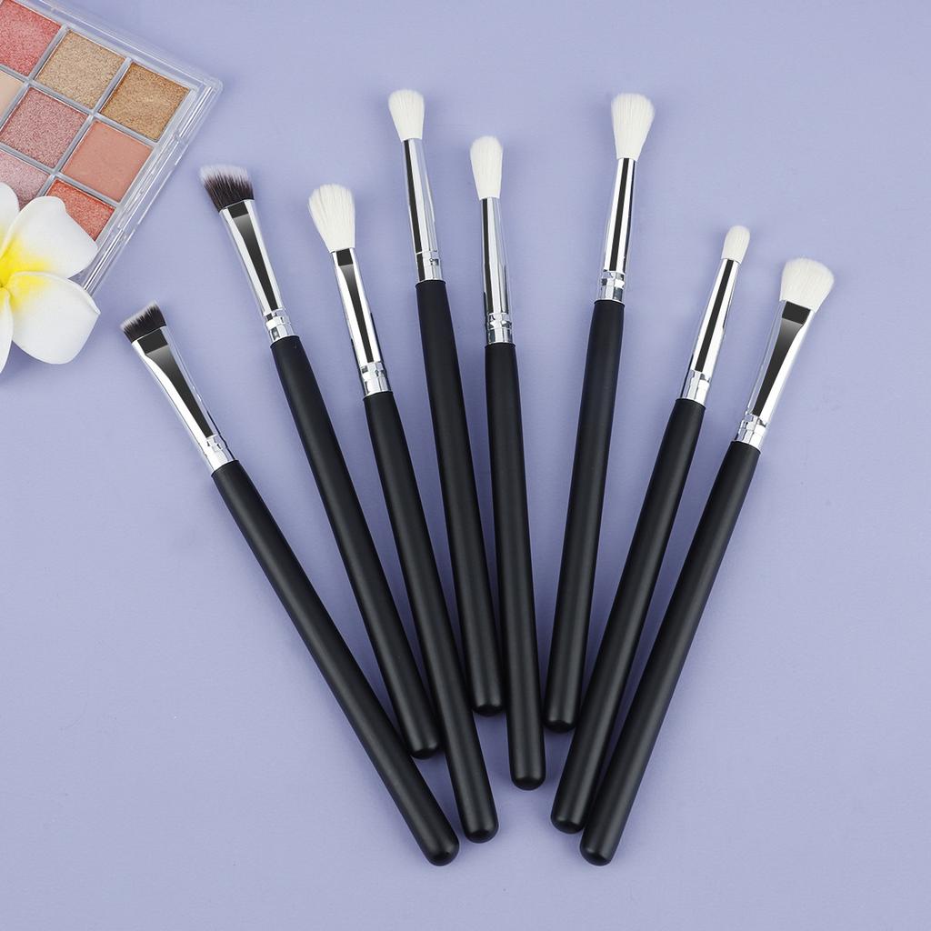 New 8 eye eyeshadow makeup brush set, wooden handle large medium small eyeshadow brush imitation wool makeup brush