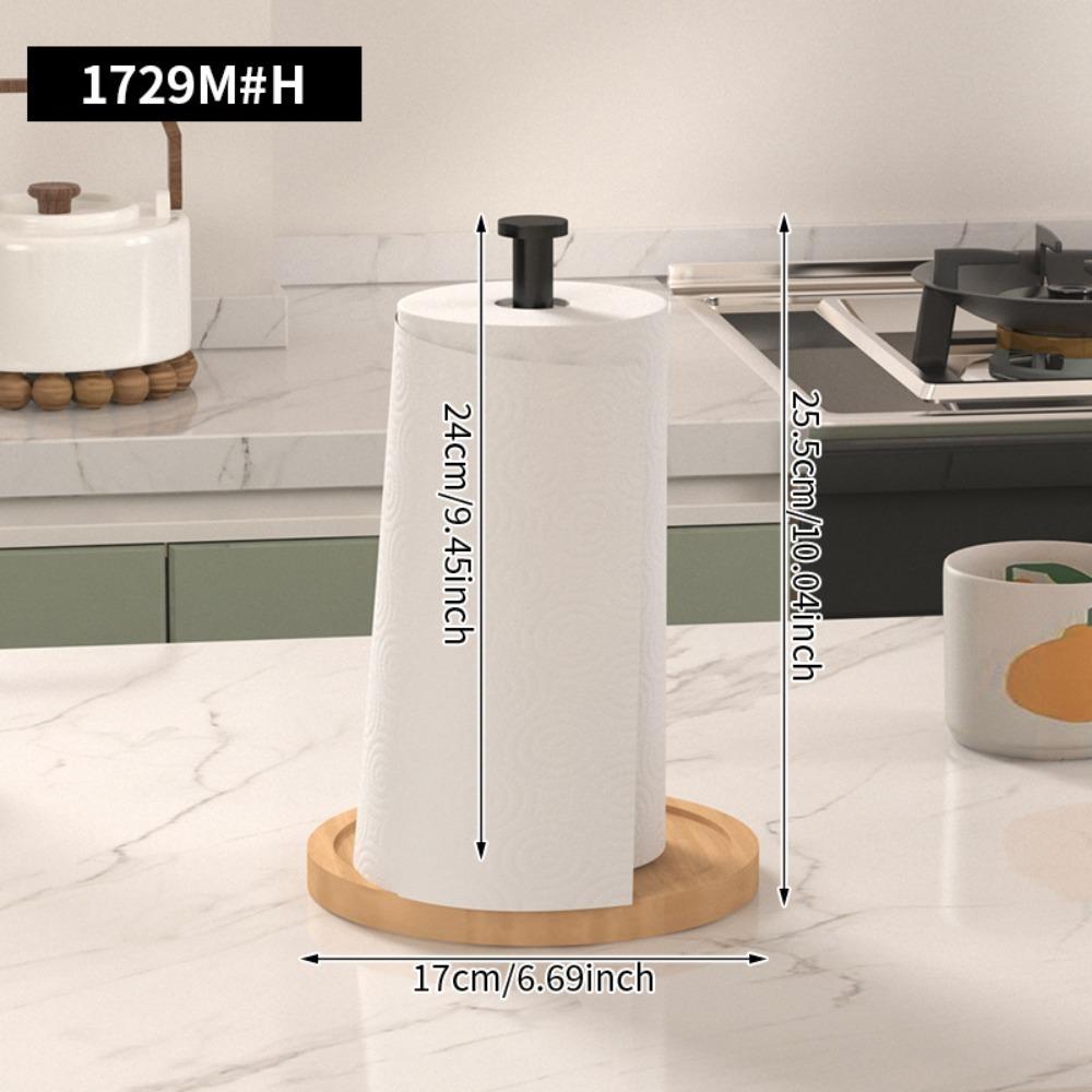 Modern Wooden Base Kitchen Paper Roll Holder Anti-Skid Desktop Roll Paper Holder Cling Film Holder Kitchen