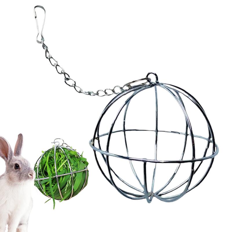 

1pc Hanging hay ball feeder toy stainless steel ball for rabbits and small animals circular grass distributor with chain United States