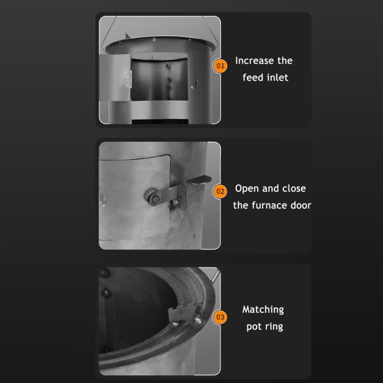 Wood Burning Stove Outdoor Camping Hiking Picnic BBQ Cooking Stove with Handle Portable Stainless