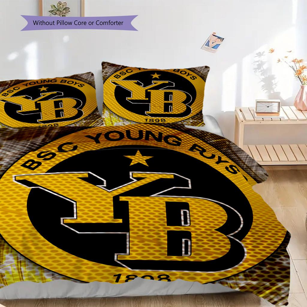 Borussia Dortmund logo Vzor Povlečení Přikrývka Sada Povlak na přikrývku Povlak na polštář Domácí Dekorace Dárek k narozeninám (1 * povlak na peřinu + 2 * povlak na polštář, bez jádra)