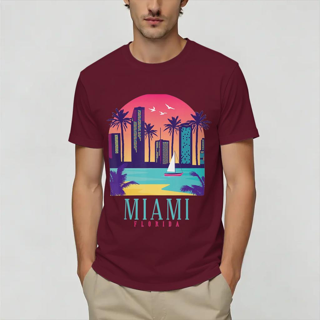 Vintage Miami Vices T-Shirt Sommer 100% Baumwolle T-Shirts Für Unisex Neuheit Lässiges T-Shirt Kurzarm Streetwear Oberteil Tees