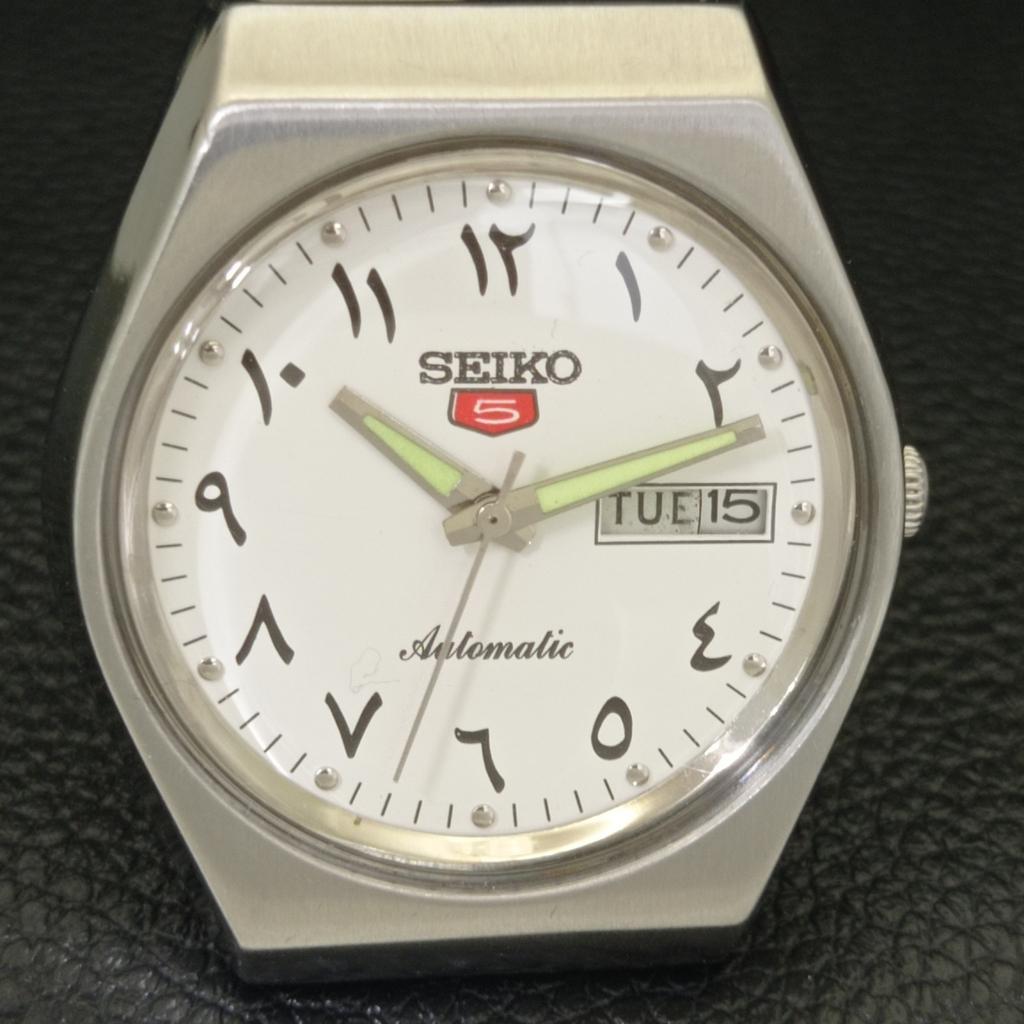 VINTAGE SEIKO 5 AUTOMATIC 6309A JAPAN MENS ARABIC WHITE DIAL WATCH A701219-5 R206a-a701219