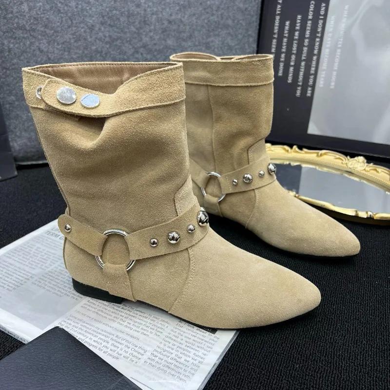 Осенние универсальные женские удобные кожаные ботильоны на низком каблуке вечерние туфли женские короткие ботинки в классическом стиле 40 3130₽