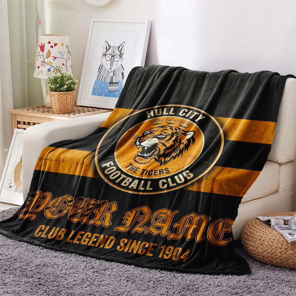 Custom Name Hull City2 Flannel Blanket, High quality Comfortable for All Seasons, Home Decor, Warmth and Comfort