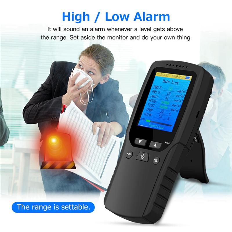 A96I-2X 9 In 1 Air Quality Monitor Indoor Outdoor PM2.5, PM1.0, PM10, HCHO, Detector Tester Temperature And Humidity Sensor