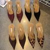 New Women Fur Slippers Pointed Toe Women Mules Slipper Fashion Ladies Elegant Dress Sandal Square Low Heel Slip on Slides Shoes