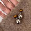 Sleek Tiger Eye Stud Earrings: Versatile Front & Back Design for Unique Fashion