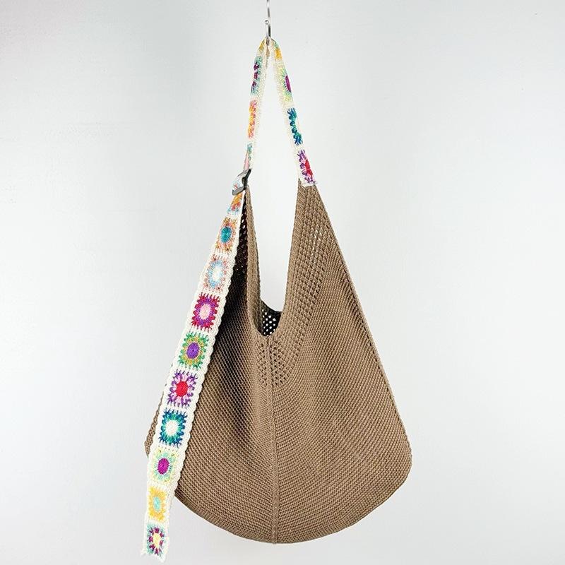 Travel leisure female commuter Mori lazy large capacity shoulder bag woven bag knitted bag leisure vacation