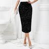 Women Skirt High Waist Solid Color Sequin Decoration Slimming Leg Shape Midi Skirt Work Party Daily Wear