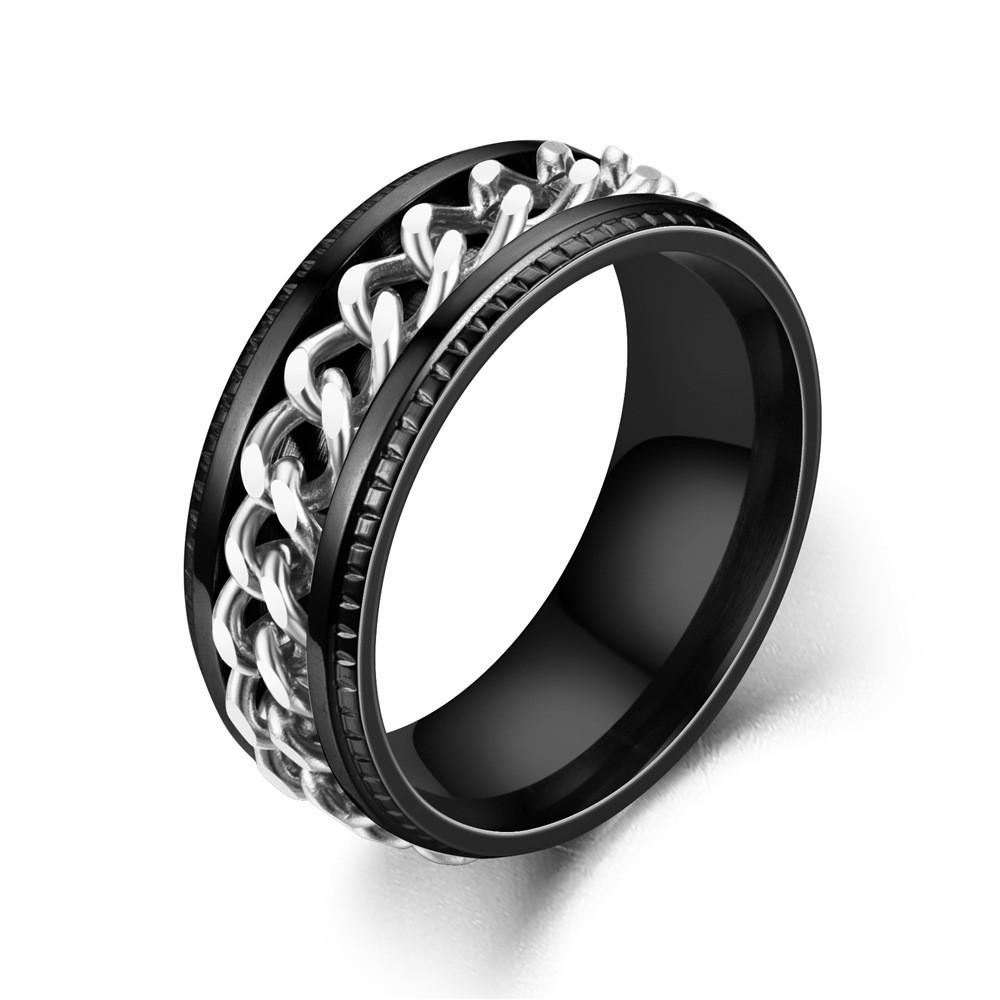 Trendy Rotatable Titanium Steel Chain Ring - Fashion Hip-Hop Couple Jewelry