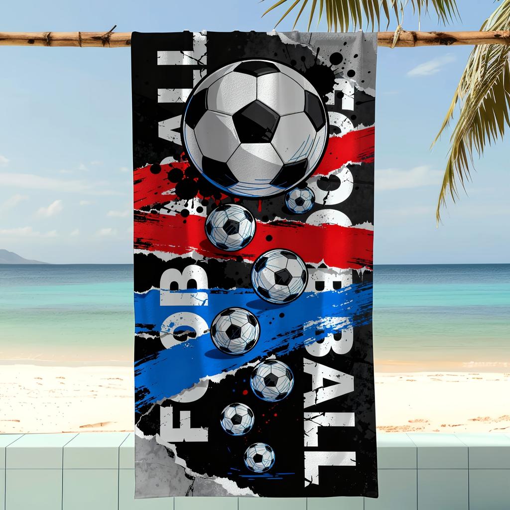1pc Football Extra Large Beach Towel & Bath Blanket - Microfiber Super Absorbent Suitable for Travel, Pool, Surfing, Camping