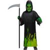 Kids Horror Death Luminous Jumpsuit Sickle Black Robe Grim Reaper Cosplay Costume Props Halloween Costume