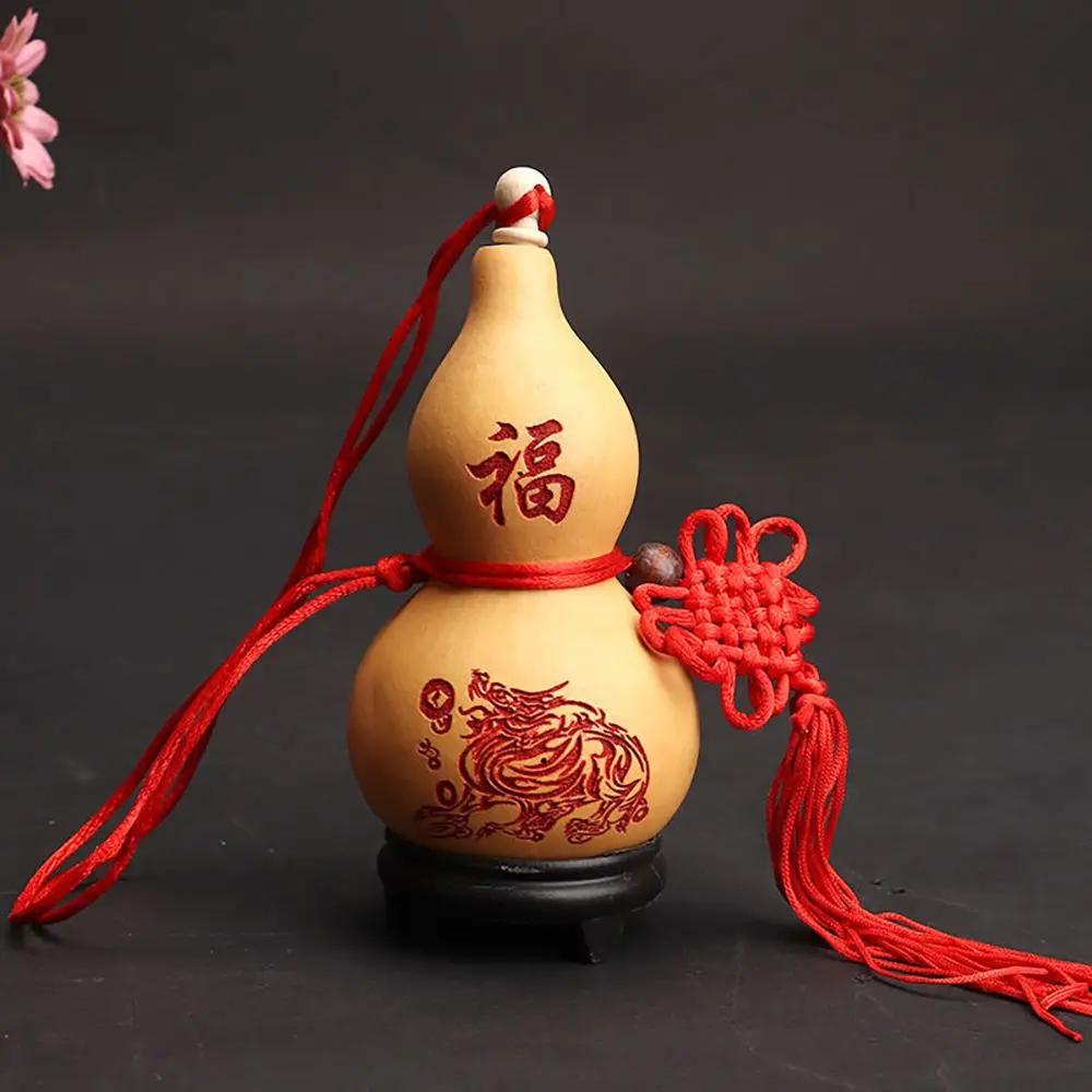 Feng Shui Lucky Gourd Hanging Calabash Red String Wealth Health Enhancer for Home/Office Traditional Chinese Decorative Talisman