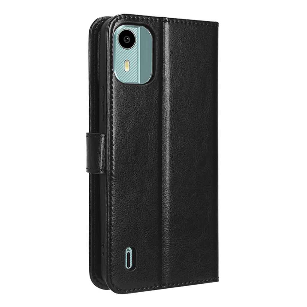 PU Leather Flip Cover for Nokia C12 4G/C12 Pro/C12 Plus Anti-Dorp Crazy Horse Texture Stand Phone Shell Wallet Case