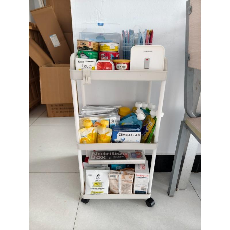 Four wheel rolling storage cart, mobile snack box and bathroom organizer, easy to assemble frame