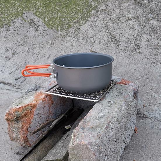 Barbecue Net Foldable Portable Camping Grill Rack Stainless Steel Cooking Stand for Camping Hiking Outdoor Cooking High Temperature Resistant BBQ