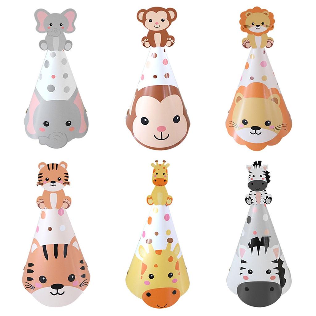 Forest Animal Jungle Theme Party Children's Birthday Hat Card Head Elephant Party Hat