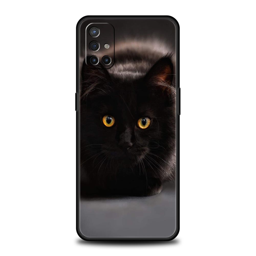 Phone Case For OnePlus 12 11 10 9 Pro 9T 12R 10R 9R 9RT 10T 8T 8 7 6T 7T Nord 2T CE 2 5G N200 N10 N100 Cover Black Cat