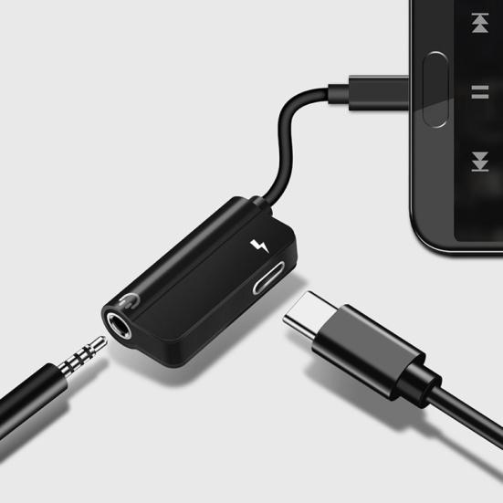 2 in 1 Audio 3.5mm Headphone Type-C to Jack Charging Converter Cable Adapter