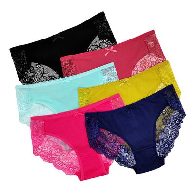 Damen-Unterwäsche, sexy Hipster-Slip mit floraler Spitze, Slips, Damen-Schlüpfer, Dessous, Dessous, ML, XL, Menge 6 Stück
