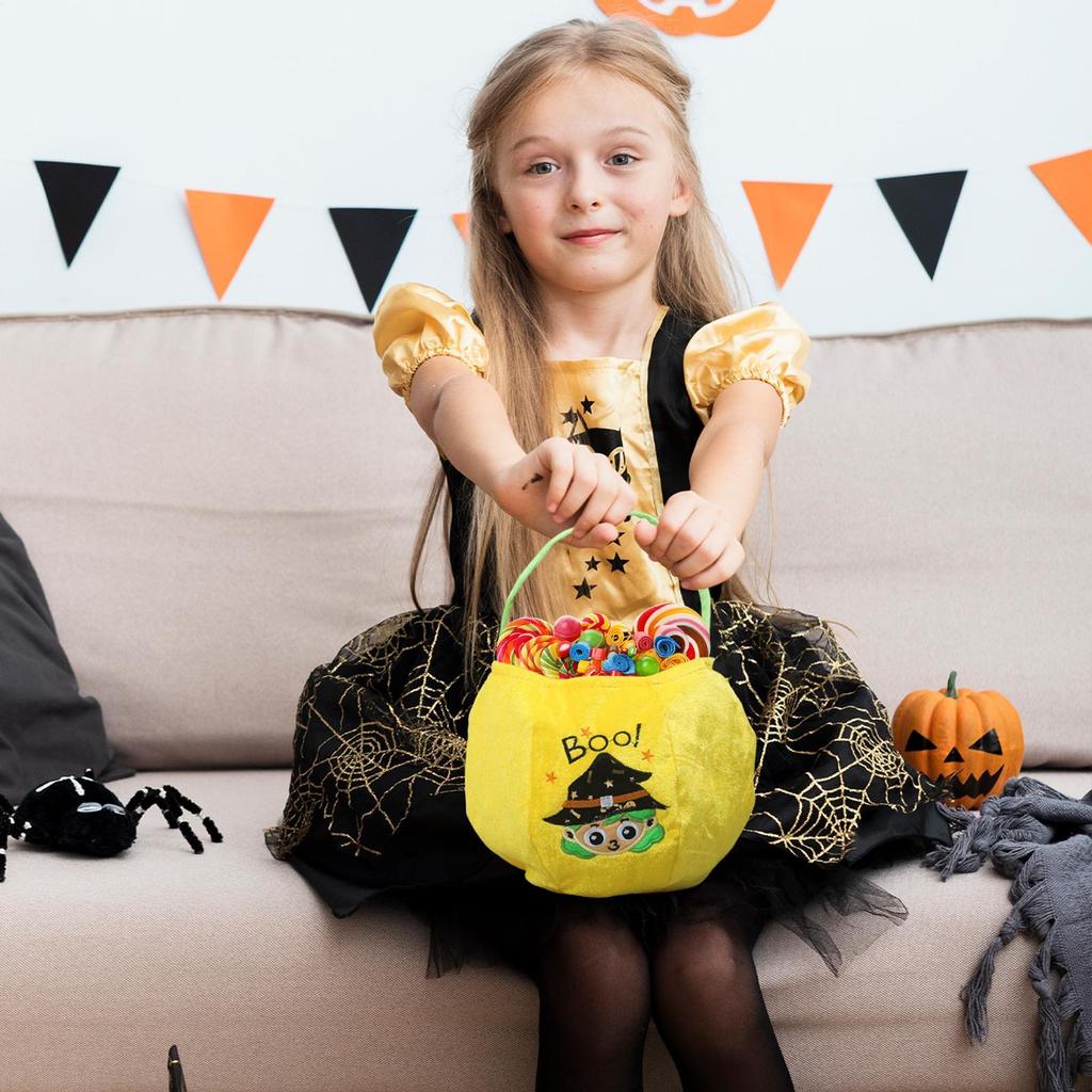 2025 Halloween Candy Bucket Handheld 3D Embroidered Trick-or-Treat Basket Non-Woven Halloween Festival Candy And Snack Bags