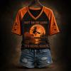 Women's Casual V-Neck Short Sleeve Halloween Print T-Shirt with Raglan Sleeves