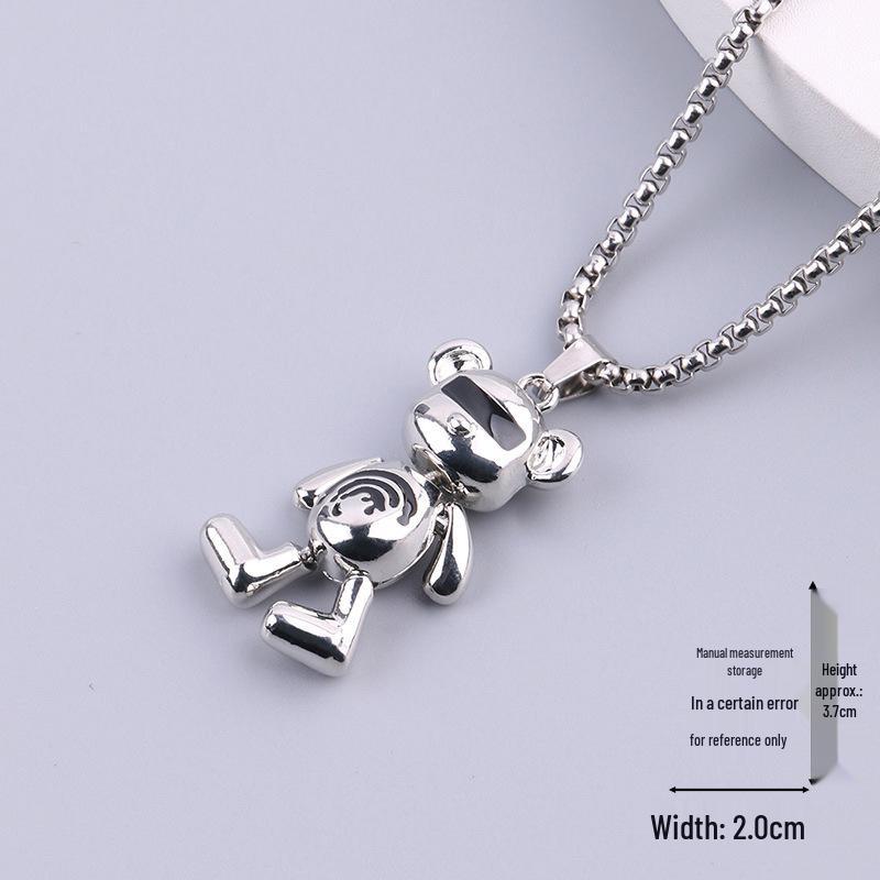 Creative Cartoon Bear Necklace with Movable Limbs - Zinc Alloy Pendant Jewelry