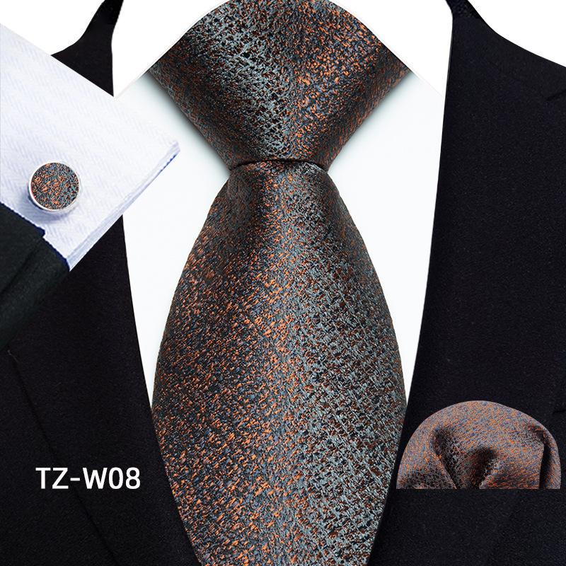 Floral Striped Paisley Literary Style Men'S Tie Pocket Towel Cuffs Three Pieces