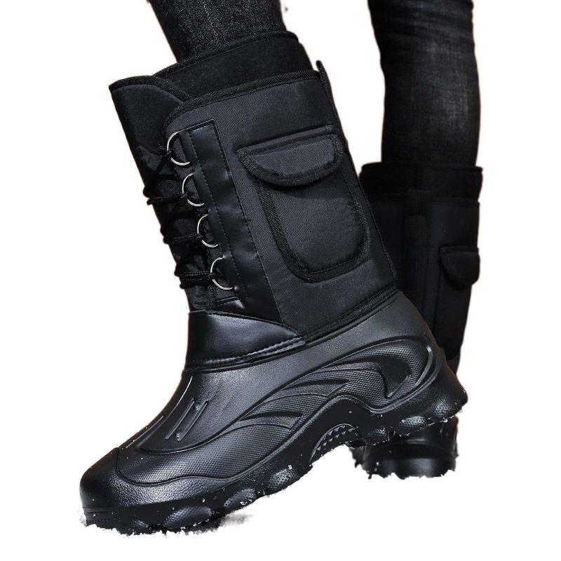 Men's Waterproof Thick-Soled Winter Snow Boots - Warm Cotton Shoes for Outdoor Activities and Ice Fishing