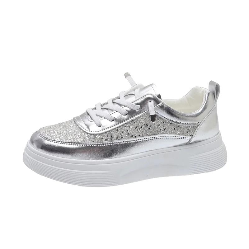 Fashion Women's Casual Sports Shoes Fashion Breathable Platform Soft Sole Single Shoes Woman Thick Sole Non Slip Lace Up Vulcanized Shoe
