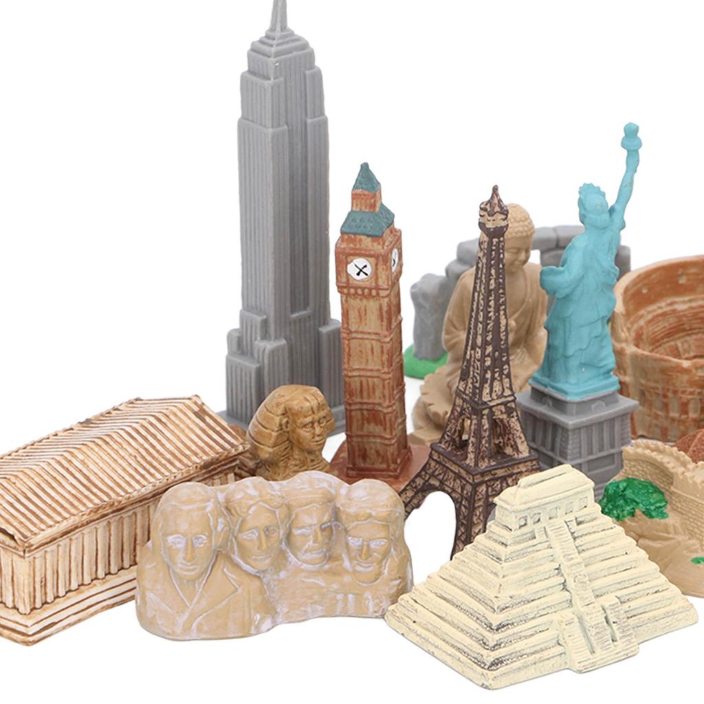 17Pcs Miniature Ancient Buildings Set Plastic Around The World City Miniatures Buildings Egyptian Pyramid Model Kit Decoration